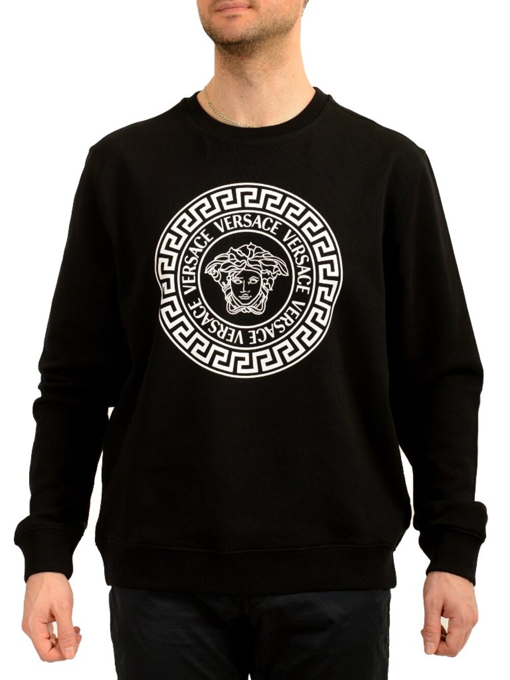 Versace Men's Medusa Head Logo Print Crewneck Sweater Sweatshirt US 2XL IT 56
